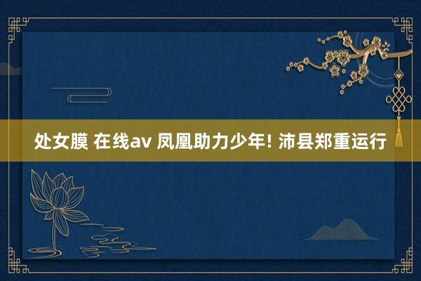 处女膜 在线av 凤凰助力少年! 沛县郑重运行