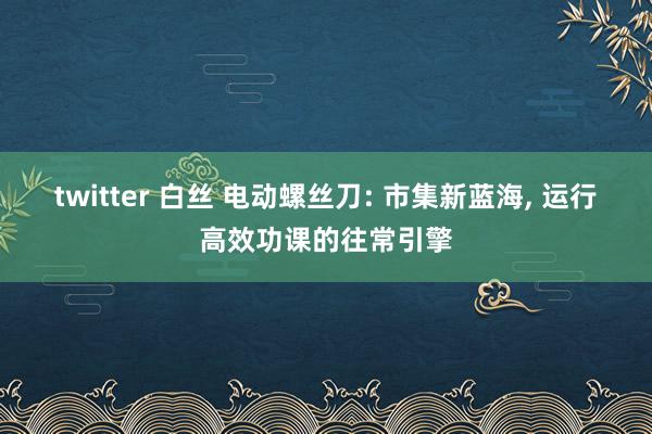 twitter 白丝 电动螺丝刀: 市集新蓝海， 运行高效功课的往常引擎