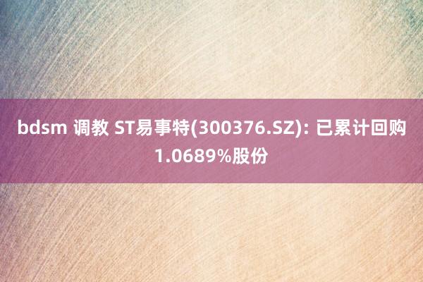 bdsm 调教 ST易事特(300376.SZ): 已累计回购1.0689%股份